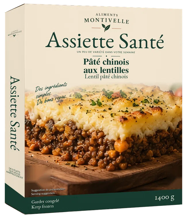 Concept d’emballage Assiette Santé : Pâté chinois aux lentilles, 1400 g.