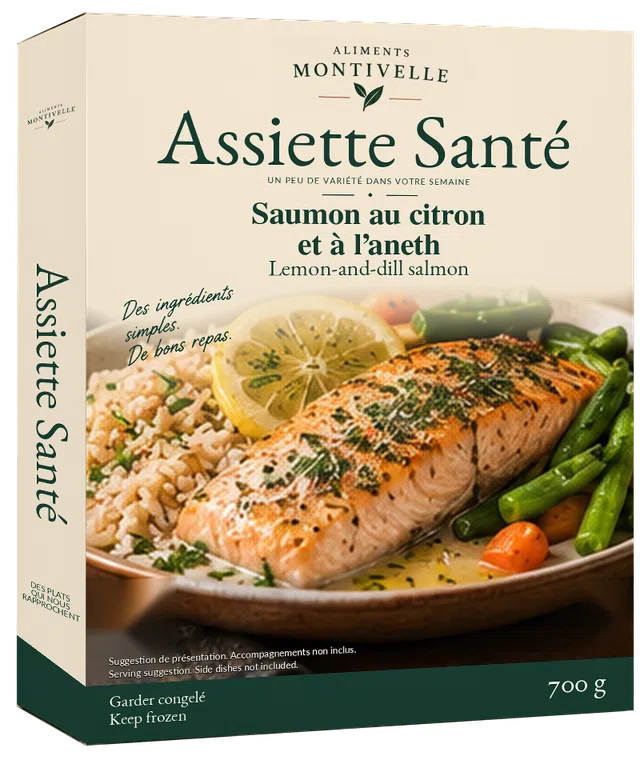 Concept d’emballage Assiette Santé : Saumon citron et aneth, 700 g.