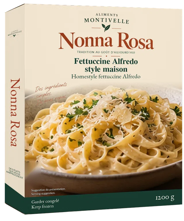 Packaging concept for Nonna Rosa: Homestyle fettuccine Alfredo, 1200 g.