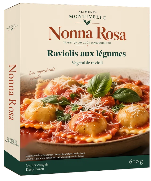 Concept d’emballage Nonna Rosa : Ravioli aux légumes, 600 g.